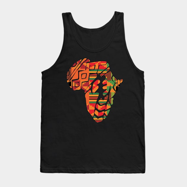 Africa Map, Kente Pattern, Gye Nyame Symbol Tank Top by dukito